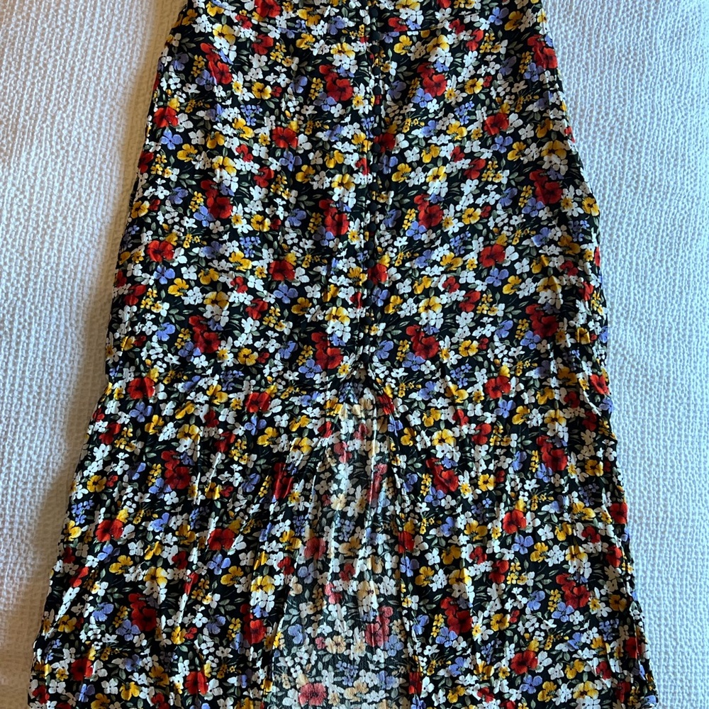 Forever 21 Black and Red Ruched Midi Skirt